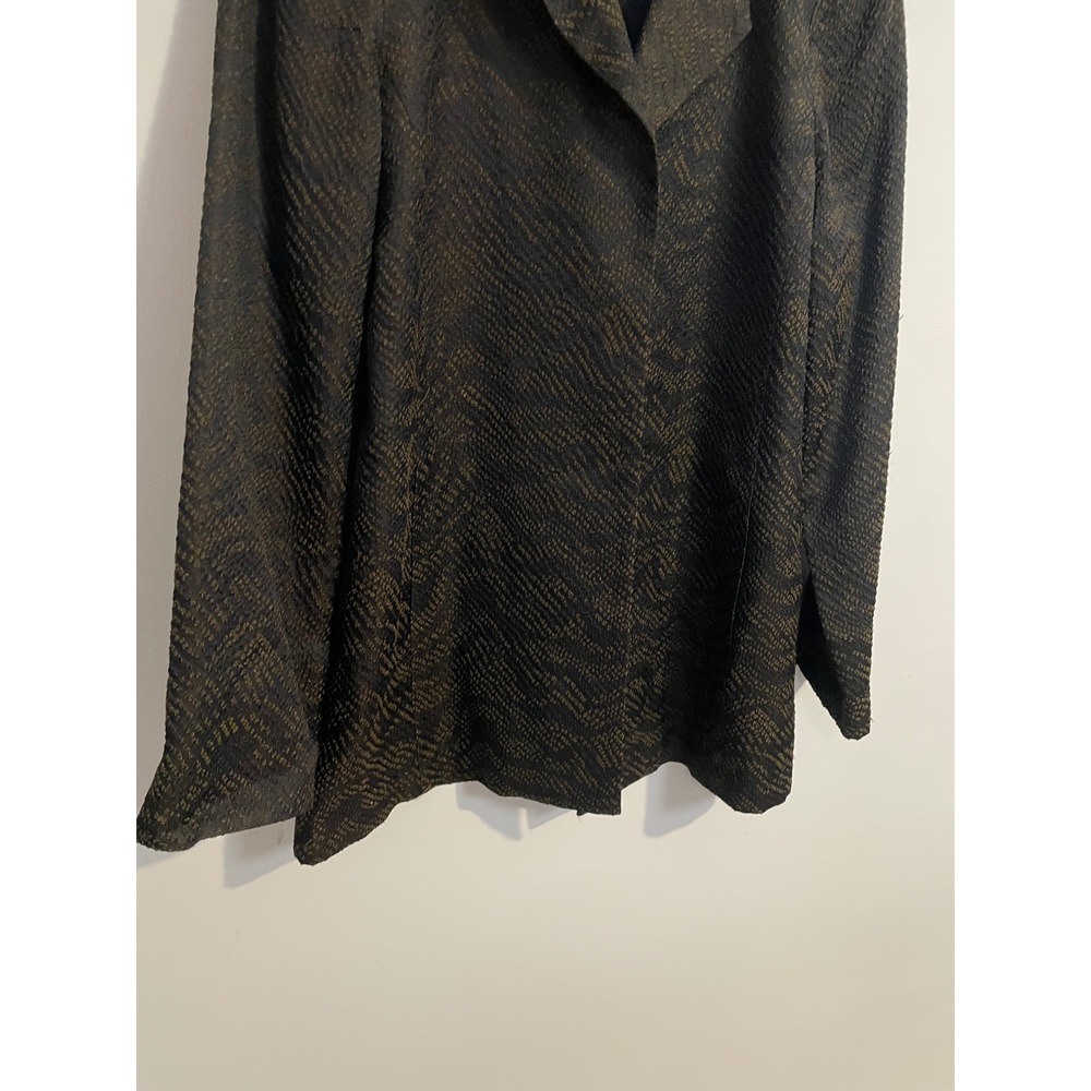 Eileen Fisher Silk Blend Jacquard Wave Jacket Black/Brown Medium Petite - Picture 4 of 11